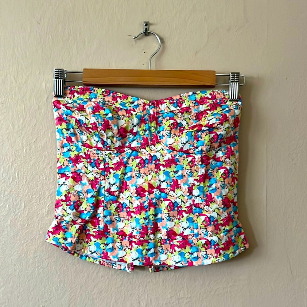 Supre Floral Corset Sleeveless Bustier 100% Cotton Crop Top S